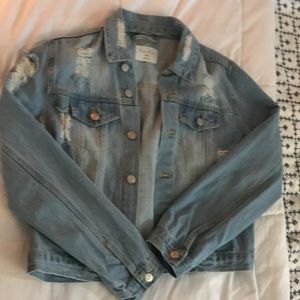 Distressed jean jacket